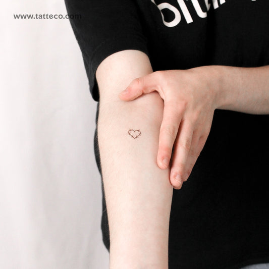 Little Barbed Wire Heart Temporary Tattoo - Set of 3