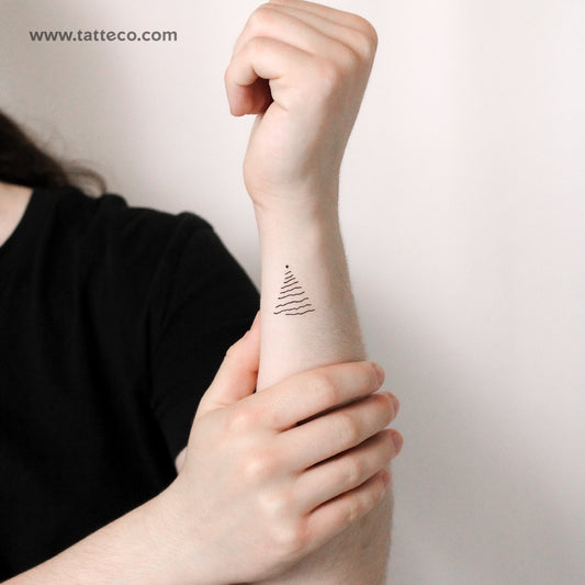 Fine Line Christmas Tree Temporary Tattoo - Set of 3