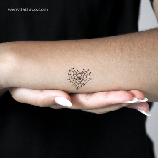 Heart Shaped Spiderweb Temporary Tattoo - Set of 3