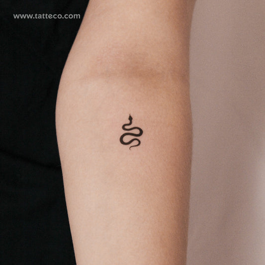 Tatuaje semipermanente de serpiente negra pequeña (juego de 2)