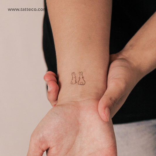 Rabbit Couple Semi-Permanent Tattoo - Set of 2