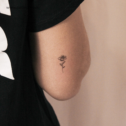 Tatuaje semipermanente de rosa de línea fina - Juego de 2