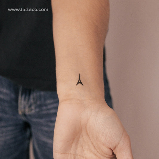 Tatuaje semipermanente minimalista de la Torre Eiffel (juego de 2)