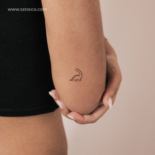 Tatuaje semipermanente minimalista de diplodocus (juego de 2)