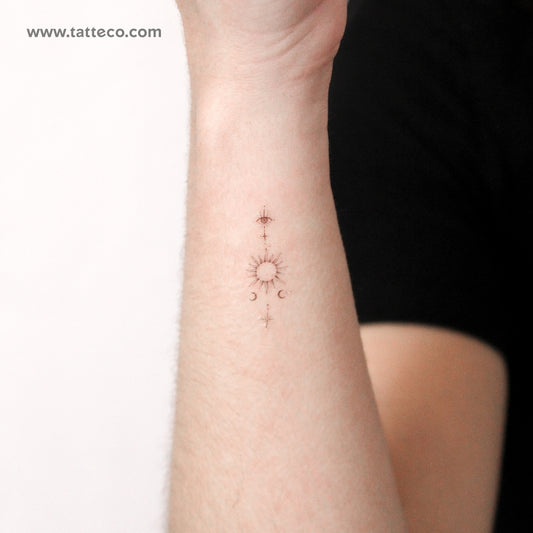 Eye And Sun By Stefano Mazza Temporary Tattoo - Set of 3