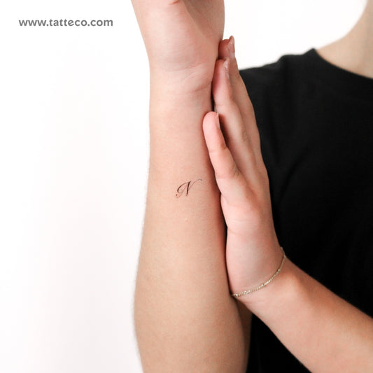 Cursive N Script Temporary Tattoo - Set of 3