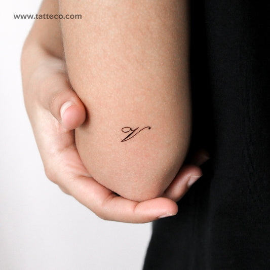 Letter V Script Temporary Tattoo - Set of 3