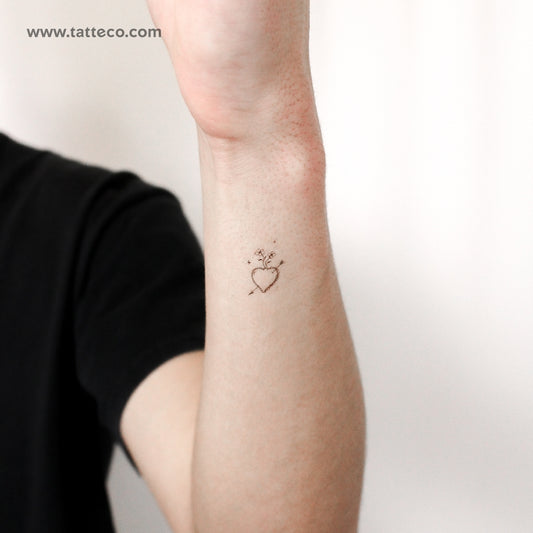 Little Heart And Arrow By Stefano Mazza Temporary Tattoo - Set of 3