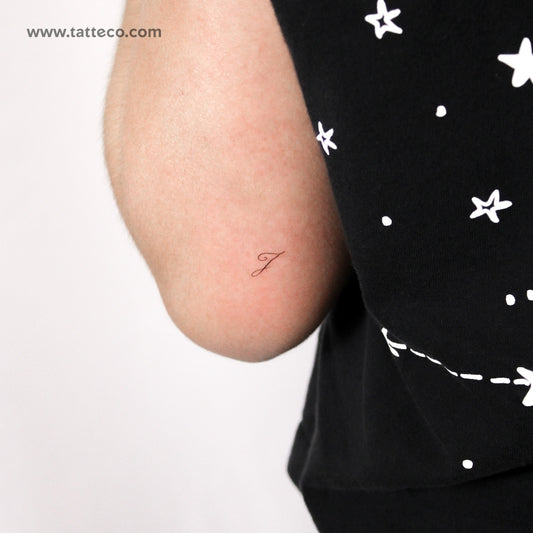 Letter J Script Temporary Tattoo - Set of 3