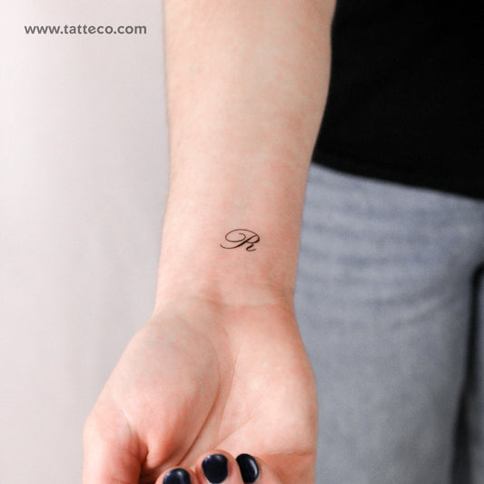 Letter R Script Temporary Tattoo - Set of 3