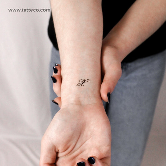 Letter X Script Temporary Tattoo - Set of 3