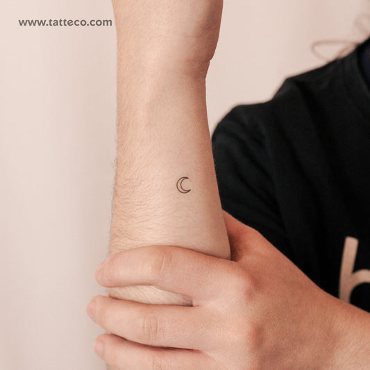 Tatuaje semipermanente de luna creciente (pequeño) - Juego de 2