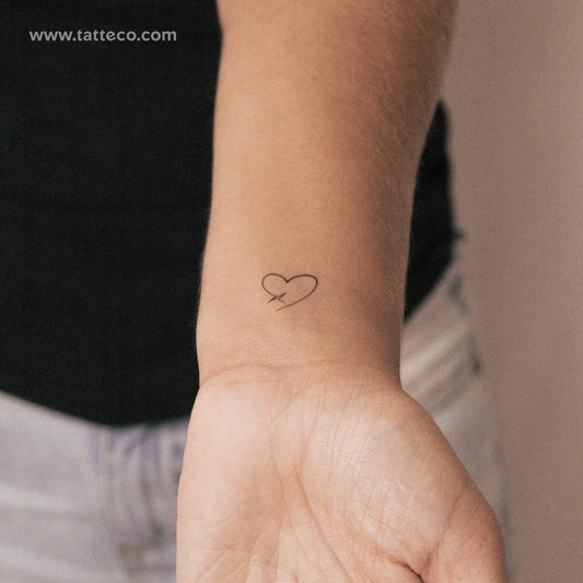 Heart And Heartbeat Semi-Permanent Tattoo - Set of 2