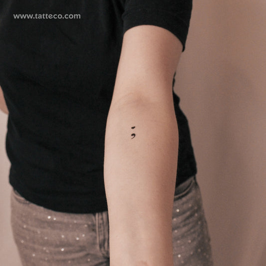 Love Semicolon Semi-Permanent Tattoo - Set of 2