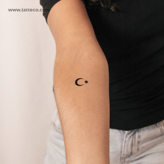 Star And Crescent Semi-Permanent Tattoo - Set of 2