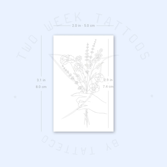 Tatuaje semipermanente de mano con flores (juego de 2)