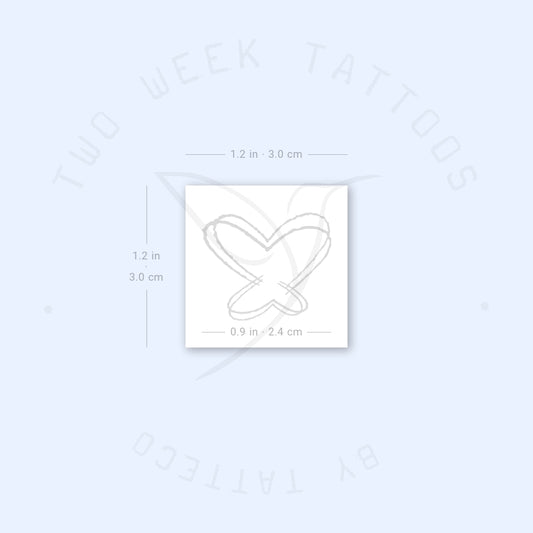 Double Heart Butterfly Semi-Permanent Tattoo - Set of 2