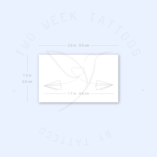 Tatuaje semipermanente de dos aviones de papel volando (juego de 2)