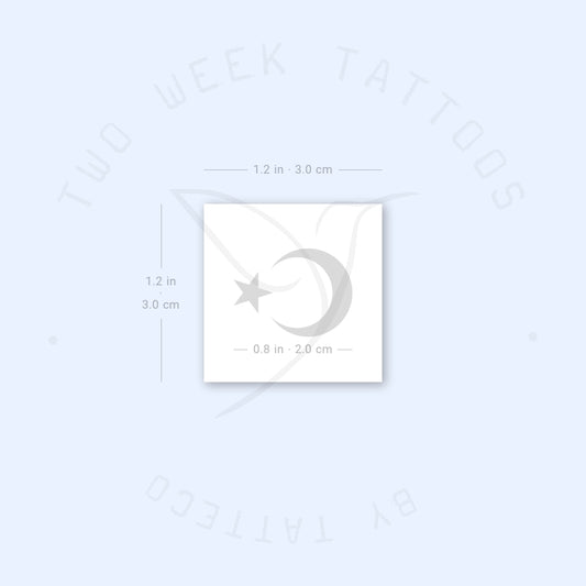 Tatuaje semipermanente de estrella y media luna (juego de 2)