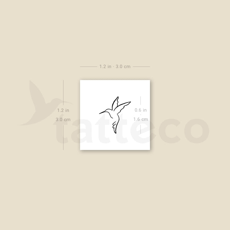 Single Line Hummingbird Temporary Tattoo - Set of 3