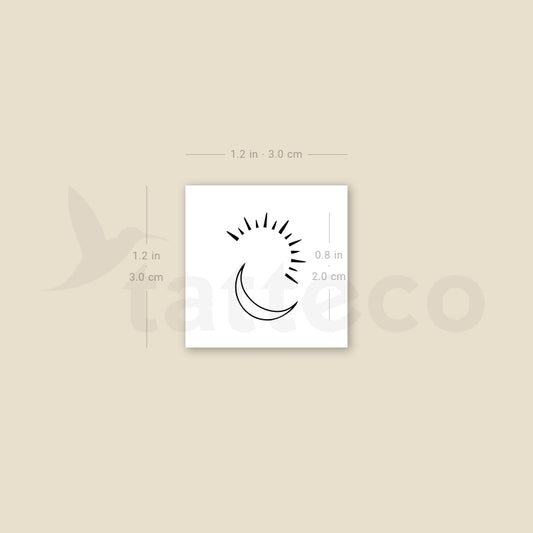 Tatuaje temporal minimalista de sol y luna (juego de 3)