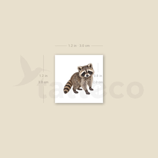 Baby Raccoon Temporary Tattoo - Set of 3