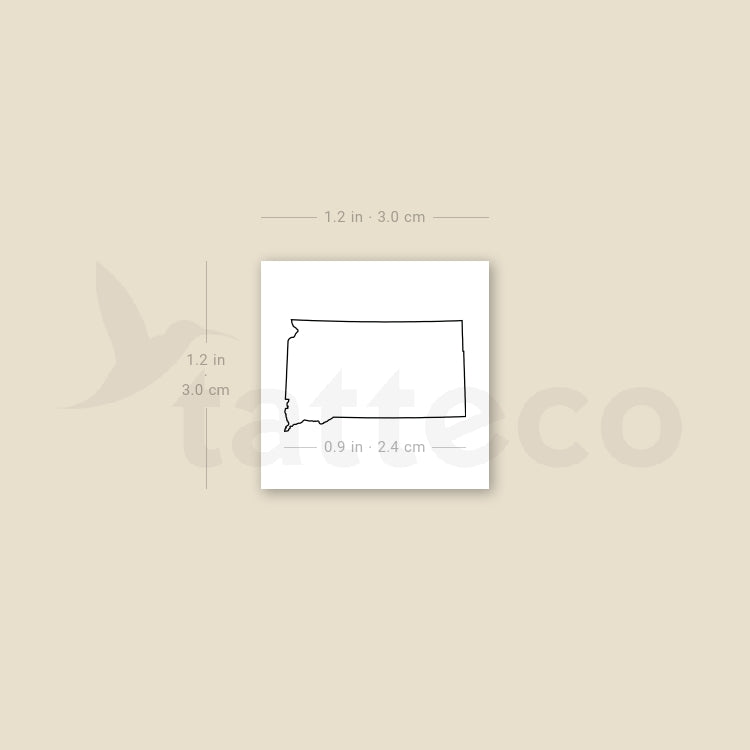South Dakota Map Outline Temporary Tattoo - Set of 3