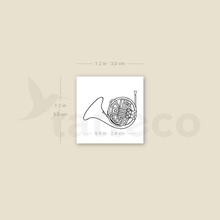 French Horn Temporary Tattoo - Set of 3