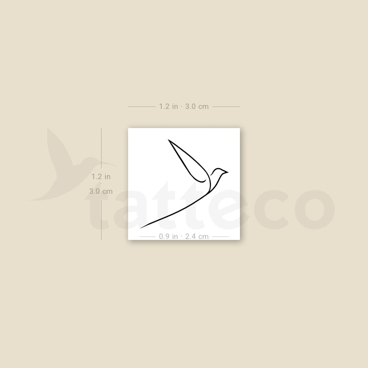 Continuous Line Bird Temporary Tattoo - Set of 3