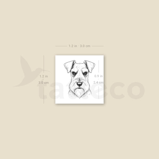 Fine Line Schnauzer Portrait Temporary Tattoo - Set of 3
