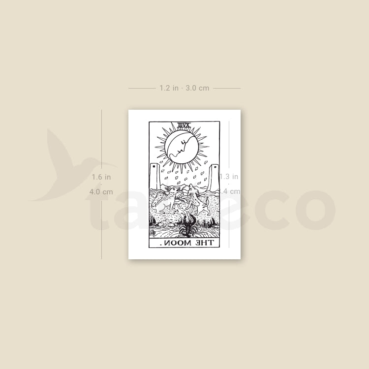 Tatuaje temporal pequeño de la carta del Tarot La Luna (juego de 3)