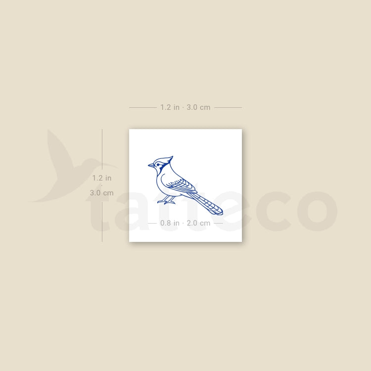 Little Blue Jay Temporary Tattoo - Set of 3