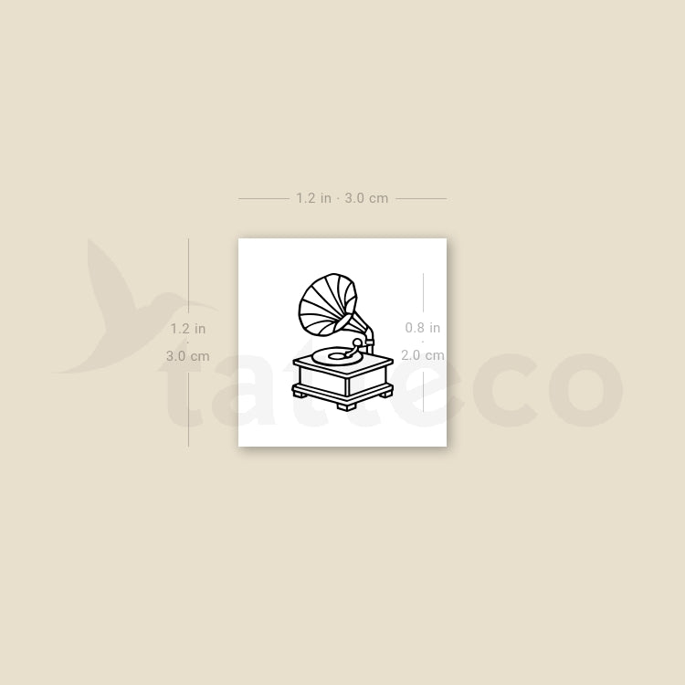 Tatuaje temporal de gramófono minimalista (juego de 3)