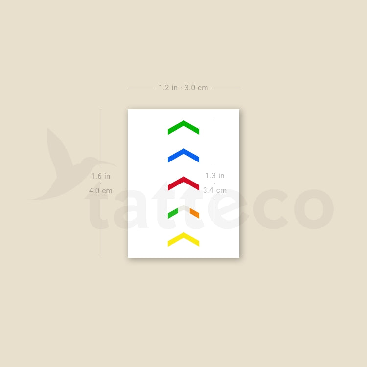 One Direction Mic Color Arrows Temporary Tattoo - Set of 3