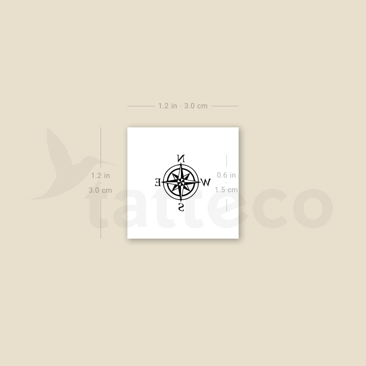 Tiny Compass Rose Temporary Tattoo - Set of 3