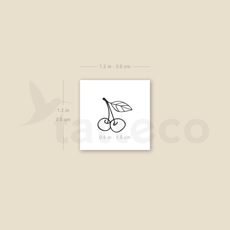 Tiny Cherry Couple Temporary Tattoo - Set of 3