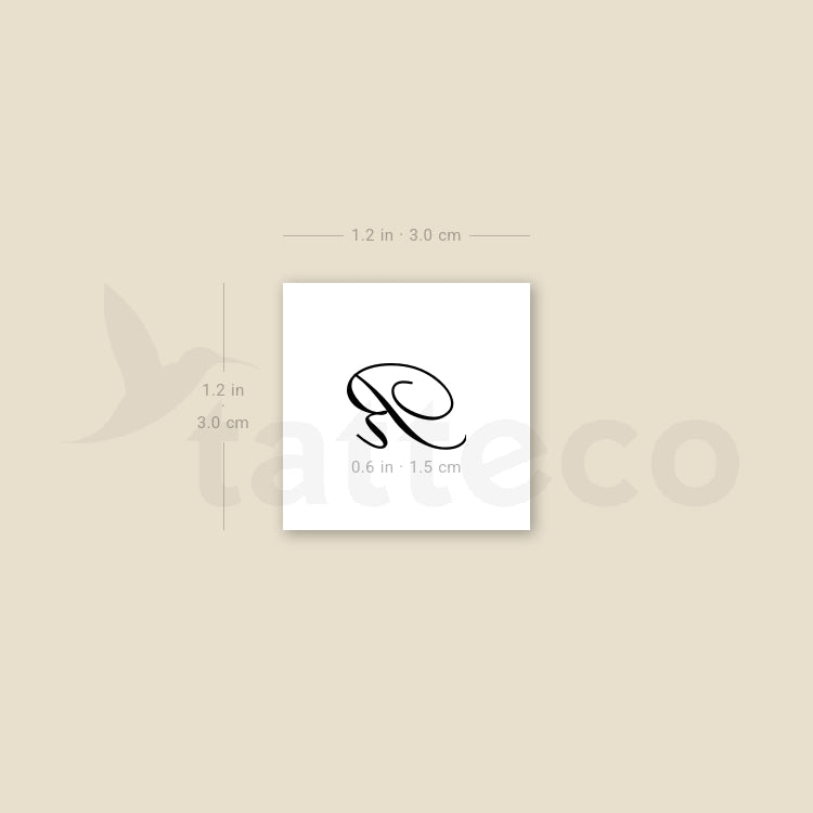 Letter R Script Temporary Tattoo - Set of 3