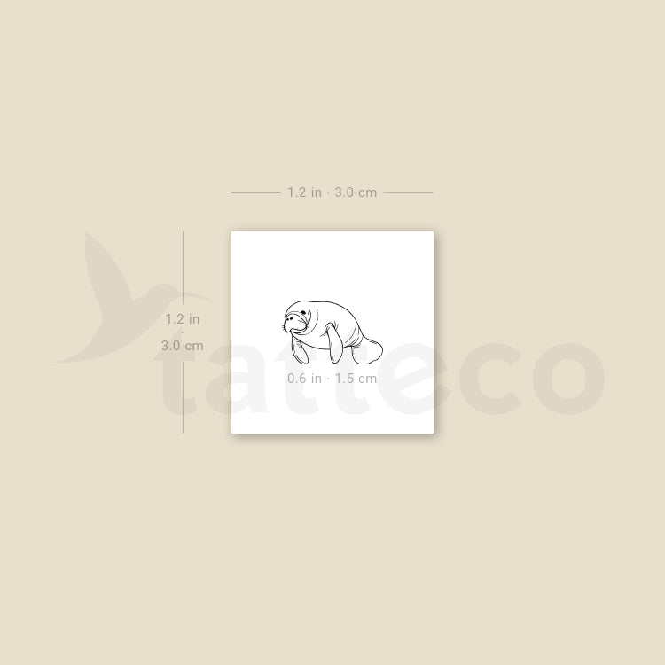 Tiny Manatee Temporary Tattoo - Set of 3