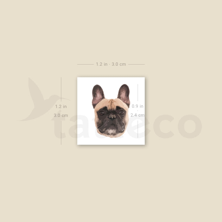 Frenchie Portrait Temporary Tattoo - Set of 3