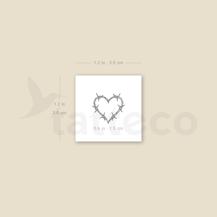 Little Barbed Wire Heart Temporary Tattoo - Set of 3