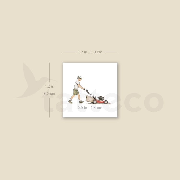 Small Lawn Mower Temporary Tattoo - Set of 3