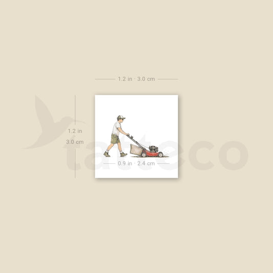 Small Lawn Mower Temporary Tattoo - Set of 3
