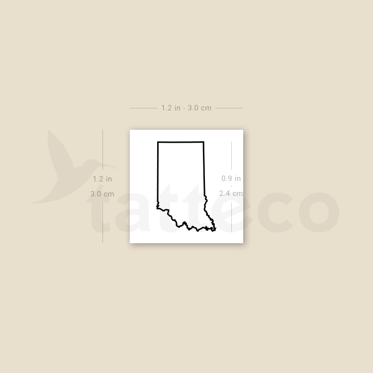 Indiana Map Outline Temporary Tattoo - Set of 3