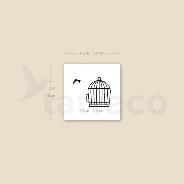 Bird Cage Temporary Tattoo - Set of 3