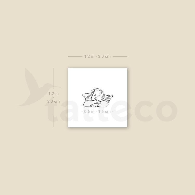 Tiny Sleeping Cherub Temporary Tattoo - Set of 3