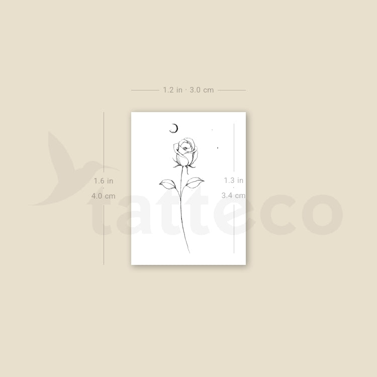 Moon Rose By Stefano Mazza Temporary Tattoo - Set of 3