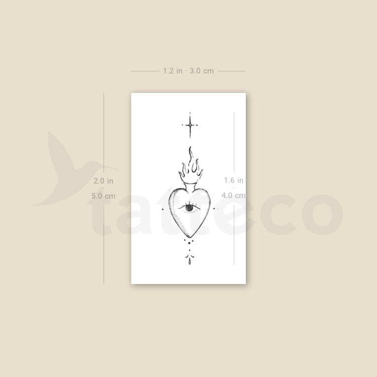 Sacred Heart By Stefano Mazza Temporary Tattoo - Set of 3