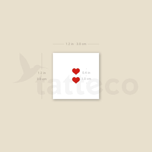 Tatuaje temporal de dos corazones rojos (juego de 3)