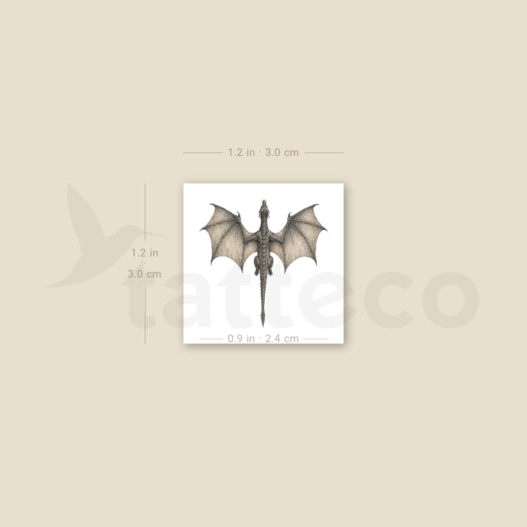 Flying Dragon From Above Temporary Tattoo - Set of 3