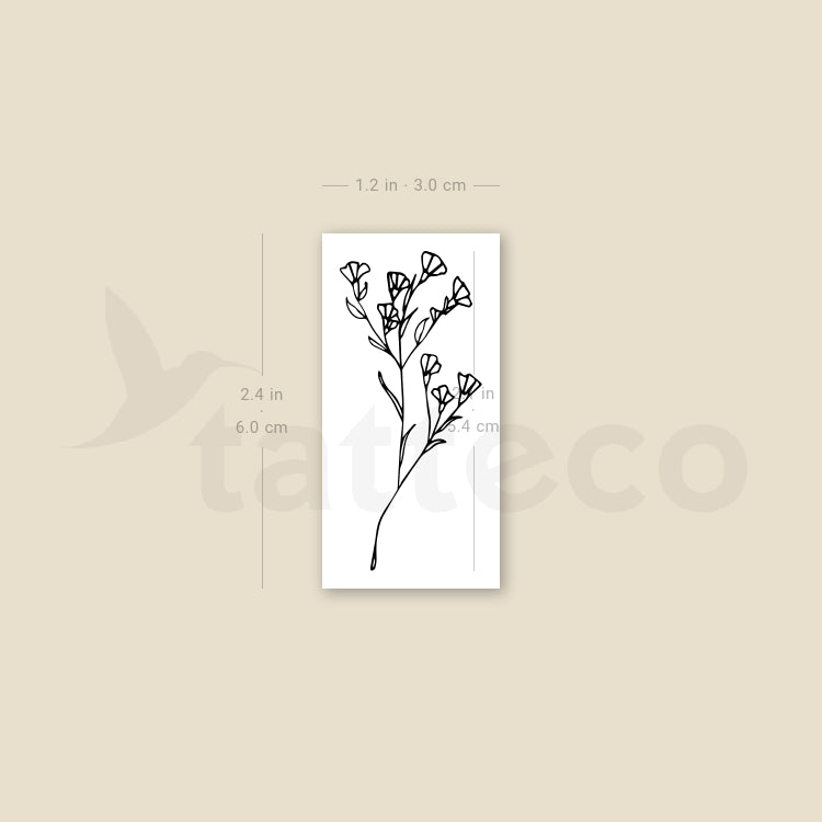 Fine Line Gypsophila Temporary Tattoo - Set of 3